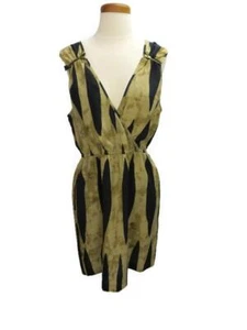 Tela Kleid Größe Large ärmellos schwarz beige Reißverschlüsse elastische Taille tief V-Ausschnitt - Bild 1 von 4