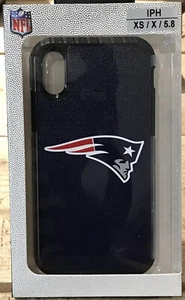 iPhone X/XS NFL Licensed New England Patriots Blue Textured Back Cover on Black - Picture 1 of 2