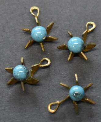 DE COLECCIÓN 4 TURQUESAS MATRIZ ESTRELLA COLGANTE CUENTAS LATÓN CRUDO 12mm estrella colgante Foto 1 de 3