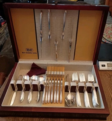 MCM 1847 Rogers Bros. International Silver Flair Silverware 52 Pieces & Box - Image 1 of 4