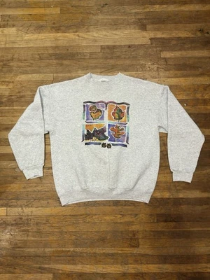 Sudadera De Colección Años 90 Tultex Hojas de Otoño Gris Máximo Sudaderas Cuello Redondo Grande Foto 1 de 4