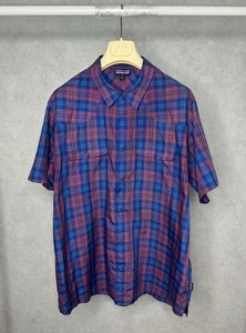 Patagonia Fjord Purple and Blue Plaid Flannel Long Sleeve Size XL - Picture 1 of 8