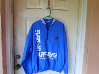 Vintage 80s Surf Style 1/4 Zip Pullover Windbreaker Blue USA MADE One Size - Image 1 of 4