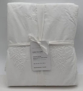 Pottery Barn Heirloom Embroidered KING Duvet Cover ~ White - Picture 1 of 2