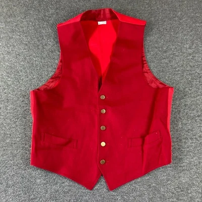 Vintage Mens Wool Vest Large L Red Gold Button Classic Elegant - Image 1 of 4
