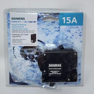 Siemens 15 Amp 1-Pole GFCI Plug-On Neutral Circuit Breaker (QF115ANP) Type QPF2N - Picture 1 of 7