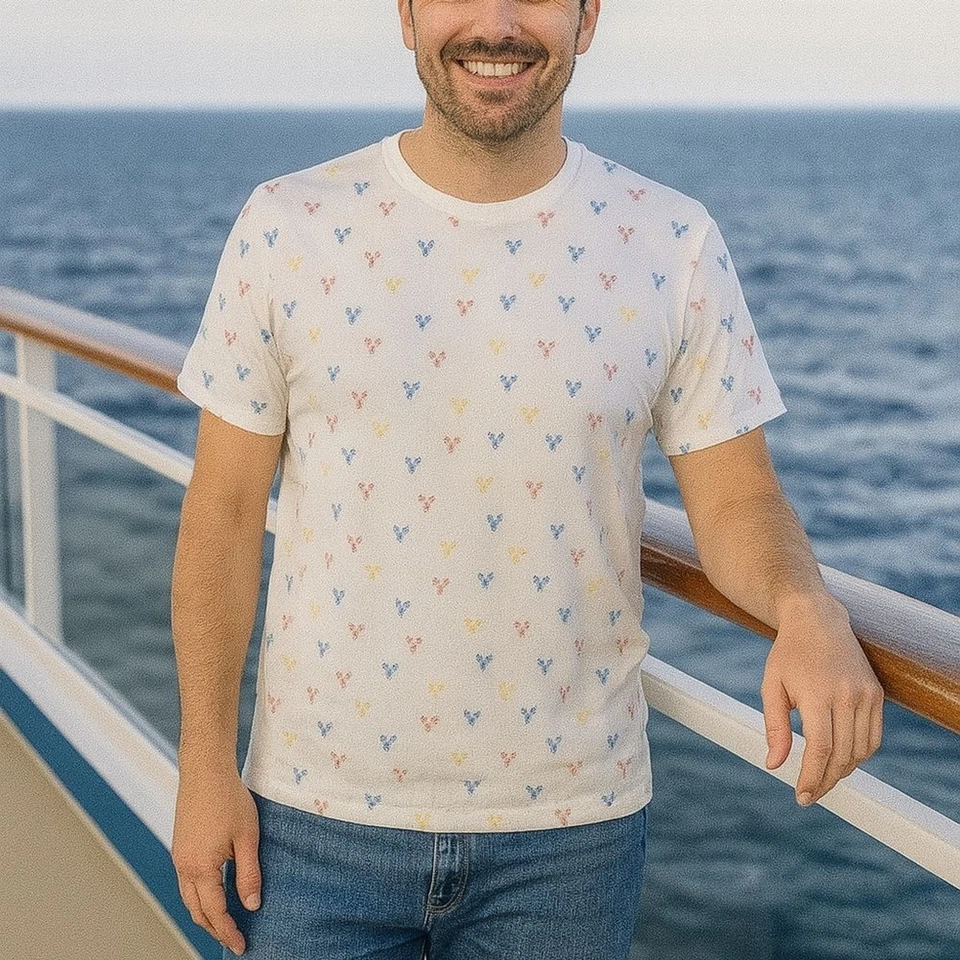 Sovereign Code Men's L Lobsters Novelty Print White Red Blue Yellow S/S Crew Nec - Image 1 of 4