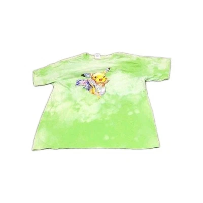 Pokemon Character Collage Tshirt Unisex Youth Medium Green Reverse Tiedye - Image 1 of 4