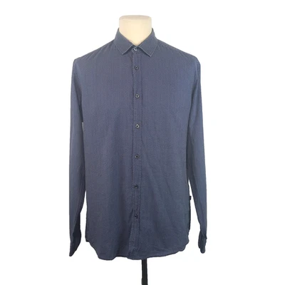 Hugo Boss Shirt Mens Medium Blue Micro Dot Smart Casual Formal Workwear Office - Image 1 of 4