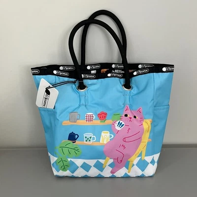 Lesportsac Afternoon Tea & Cats Medium Two-Way Tote with Charm NWT - Image 1 of 4