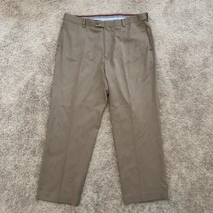Louis Raphael Rosso Dress Pants Mens 38x29 Tan Wool Blend Flat Front - Picture 1 of 10