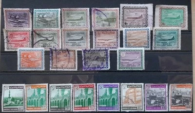 Saudi Arabia 1960-1968 - 24 used stamps depicting Landscapes, Planes Oil Plants - Image 1 of 4