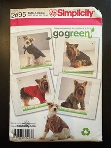 ABRIGOS PARA PERROS Simplicity 2695 Go Green patrón de costura reciclados en 3 tallas XS-M 4-31 LBS - Imagen 1 de 3