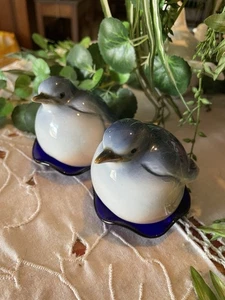 Vintage Set of 2 Porcelain Blue Birds Figurines - Picture 1 of 10