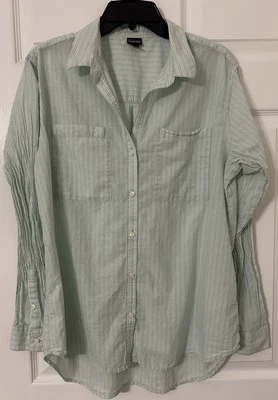 Рубашка женская Patagonia большая на пуговицах легкая из органического хлопка в полоску из конопли - Изображение 1 из 4