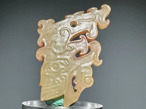 Raro Colgante "Shi Jia He" Cultura Antiguo Jade Tallado Cara de Dios Persona "Pei" L 5,1 cm - Imagen 1 de 23
