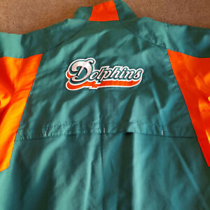 Vintage Miami Dolphins Zip Up Windbreaker Jacket XL NFL On Field Reebok
