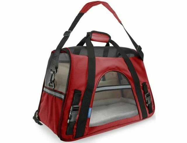 Pet Carrier Soft Sided Small Cat Dog Comfort Crimson Red Travel Bag FAA Approved
