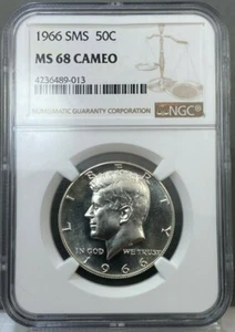 1966 SMS 50C Kennedy Half Dollar NGC MS68 CAMEO - Picture 1 of 2