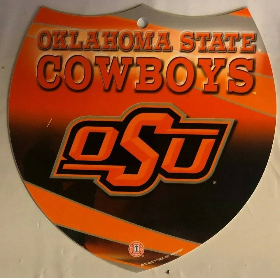 Letrero de plástico escudo interestatal equipo de Oklahoma State Cowboys NCAA 8" por 8" Foto 1 de 1