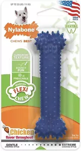 2 Pk Nylabone Moderate Chew FlexiChew Dental Dog Chew Toy Up To 25lbs Chicken - Picture 1 of 7