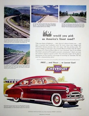 Anuncio Chevrolet original 1950 vintage: The Red Fleet-line De Luxe sedán de 2 puertas Foto 1 de 2