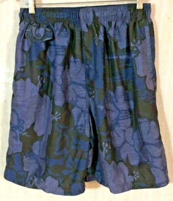 Nat Nast Luxury Originals Men's Large Blue Black Floral Swim Trunks Bathing Suit - Image 1 of 4