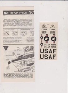 REVELL NORTHROP F-89D INSTRUCTIONS/ DECALS- - Picture 1 of 1