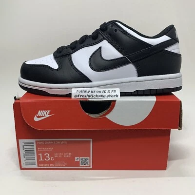 Nike Dunk Low White Black Panda Pre School Size 13c Child Little Kids CW1588-100 - Image 1 of 4