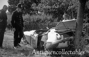 Vintage Car Crash Village Scene BW 35mm Negative CP94 - Picture 1 of 1