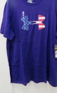 Under Armour Herren UA Freedom große Flagge Logo HeatGear T-Shirt lila Mittel 12399879 - Bild 1 von 4