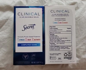 2 Pack Secret Deodorant Completely Clean 1.6 oz ounce EXP 07/2025 NEW NIB LOT - Picture 1 of 4