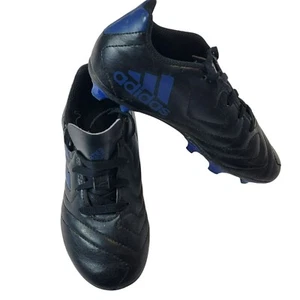Crampons de football Adidas, garçon 12K, noir et bleu royal, à lacets, GUC - Photo 1/10