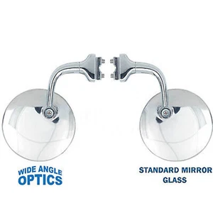 Par de espejos retrovisores exteriores convexos de vidrio para puerta lateral con brazo curvo cromado de 3" - Imagen 1 de 5
