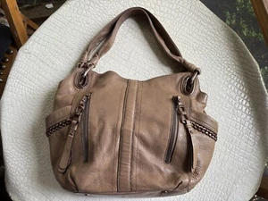 B Makowsky Alice Handbag Hobo Satchel Fine Leather Camel Tan Rose Gold Hardware - Picture 1 of 21