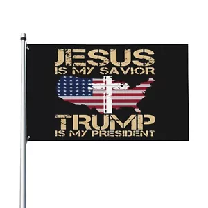 Jesus Is My Savior Trump Is My President 3x5ft Flag Outdoor Garden Flag Decor... - Picture 1 of 9