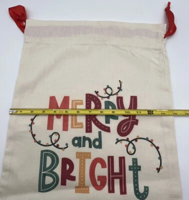 Bolsa de regalo de Navidad de lona feliz y brillante personalizada MYLES Foto 1 de 4