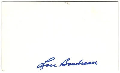 Lou Boudreau Autographed 3x5 index card JSA Sticker COA Sharpie - Image 1 of 2