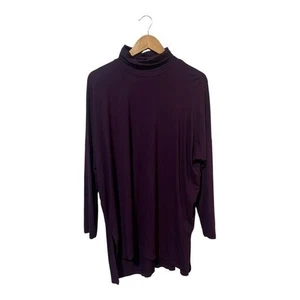 Eileen Fisher Tunic Turtleneck Purple XL Long Sleeves Eggplant Luxury Minimalist - Picture 1 of 4