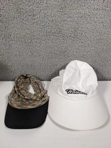 Lote (2) Sombreros Visera Mujer Gorras Medias Coloridas, Blanco Hawaii Ajustable - Imagen 1 de 3