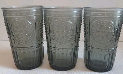 Vintage Set 3 Bormioli Rocco Romantic Glass Drinking Tumblers 10.5 Oz Italy - Image 1 of 4