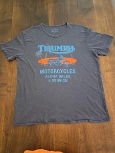 Vintage TRIUMP MOTOCYCLES ALOHA SALES & SERVICE By LUCKY BRAND Size XL Navy - Picture 1 of 11