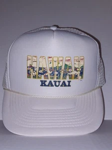 Hawaii Kauai White Trucker Hat Snapback Mesh New Size Adjustable - Picture 1 of 9