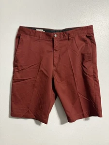 Volcom Flat Front Shorts Brick Red Size 36 - Picture 1 of 8