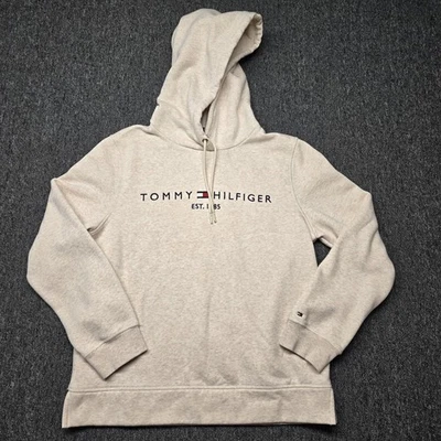 Tommy Hilfiger 连帽衫男女通用 M 米色 Heather 套衫运动衫全新无标签毛衣 — 第 1/4 张图片
