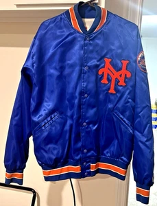 Vintage 80s 90s New York Mets Felco Satin Bomber Jacket L Large Baseball USA - Picture 1 of 12