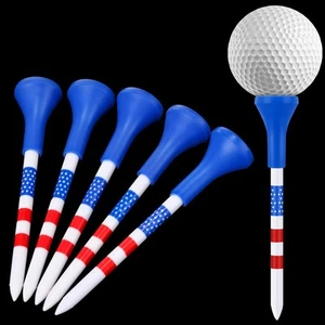 50 Pack Plastic Golf Tees Bulk 3 1/4" Unbreakable American Flag Long Golf Tee... - Picture 1 of 8