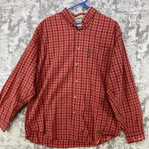 Columbia Plaid Button-Down Shirt Mens Size L Red Long Sleeve Collared Formal - Picture 1 of 10