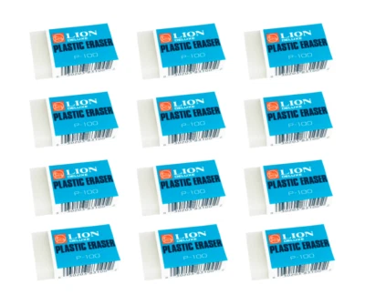 Lion Translucent Plastic Eraser P-100 School Office Supplies High Quality12-Pack - Image 1 of 4
