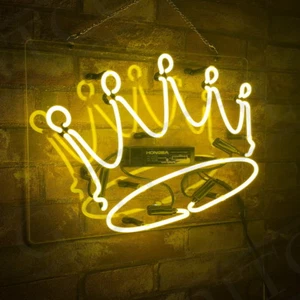Crown Neon Sign Light Party Bar Pub Visual Artwork Room Wall Hanging Gift 14"x9" - Picture 1 of 4